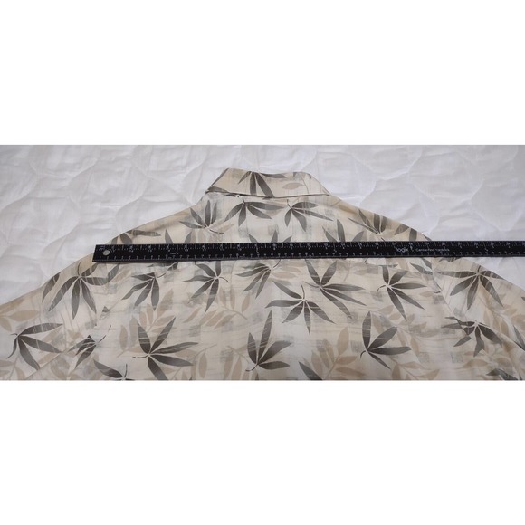 METRO CONCEPTS Mens Large Green & Tan Rayon Floral Hawaiian Shirt - Picture 9 of 11